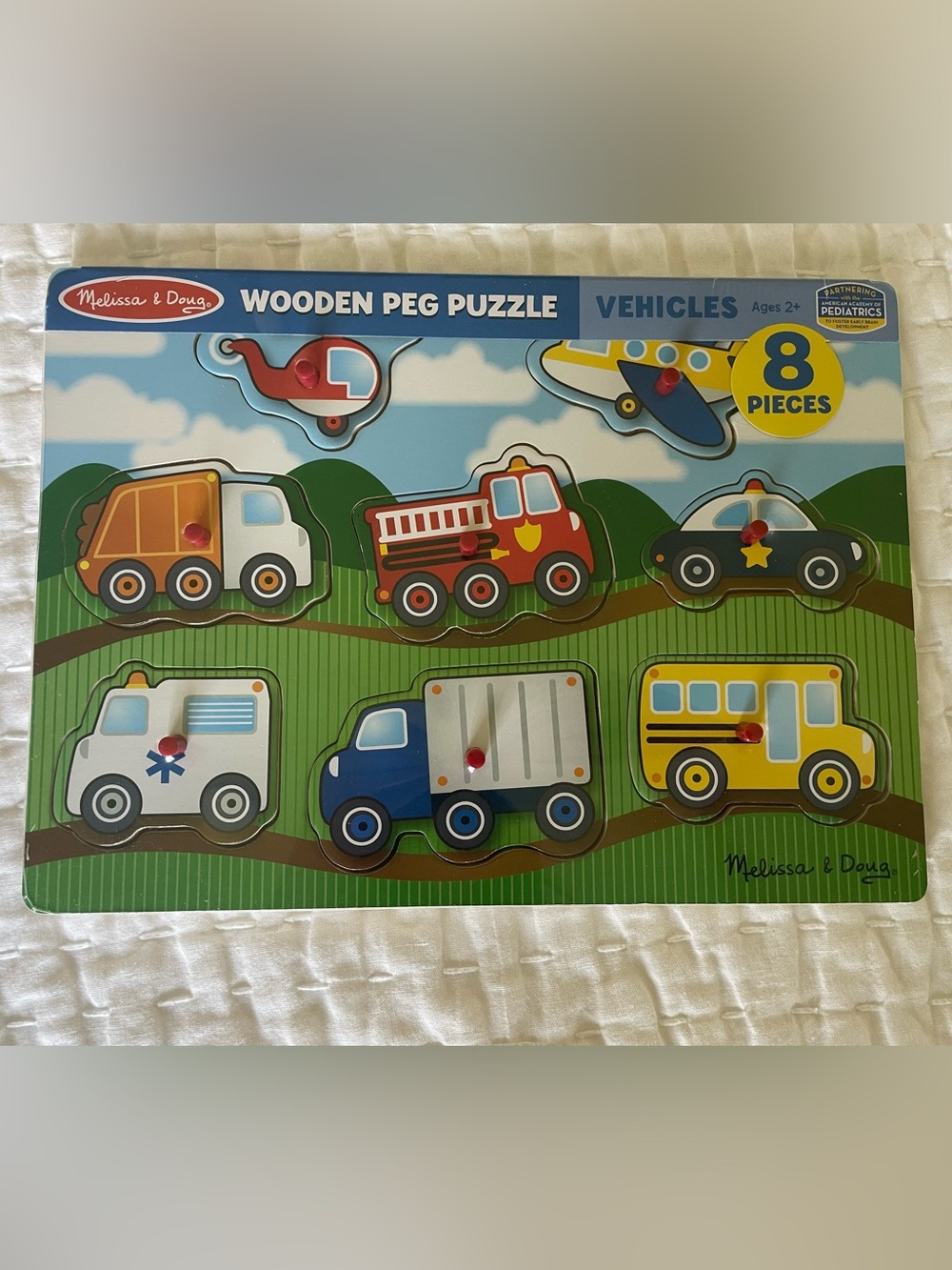 NWT Melissa & Doug Vehicles Wooden Peg Puzzle - 8pc